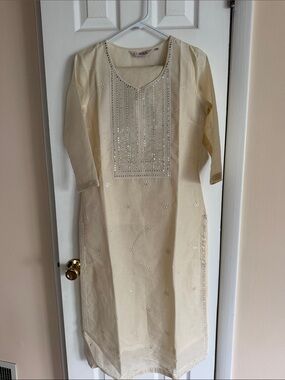 BIBA Cream Embellished Women’s Kurta